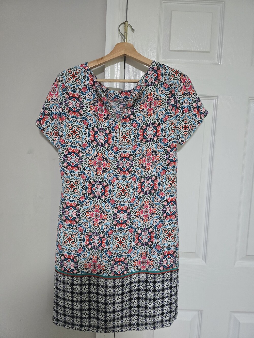 Cynthia Rowley Multicolor Short Sleeve Printed Shift Dress - Picture 8 of 9